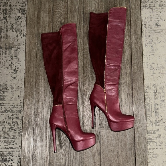 Scene Letizia Over the Knee Platform Boot Red 9.5 - Picture 1 of 15